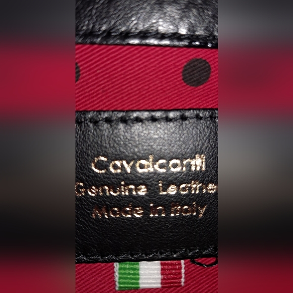 Cavalcanti Italian Black Leather Purse w/Burgundy Calf Hair Like New Condition - Picture 5 of 8